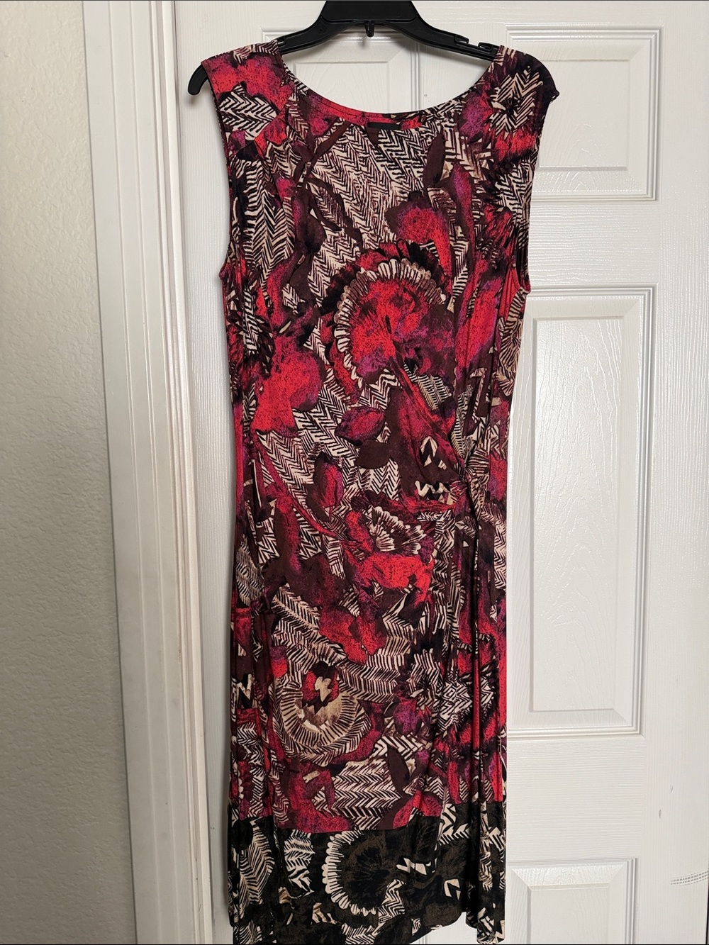 NIC+ZOE tropical Print Sleeveless Dress in reds and browns